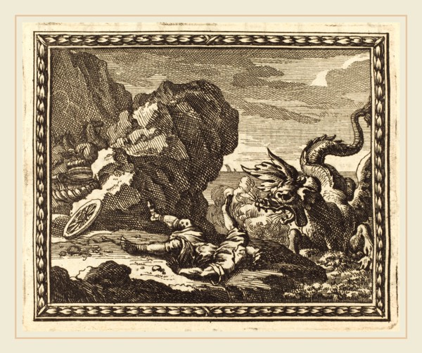 Jean Lepautre, French (1618-1682), Hippolytus and the Sea Monster, published 1676, etching and
