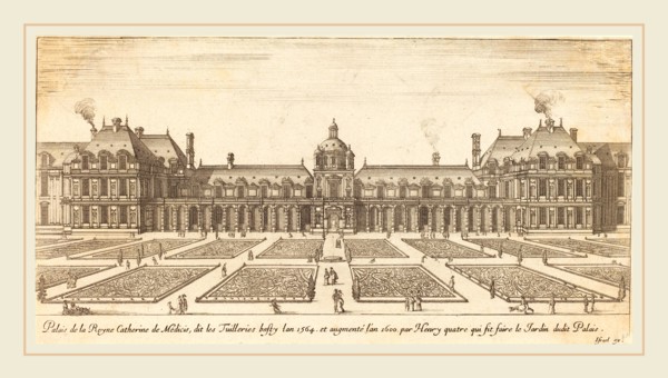 IsraÃ«l Silvestre, French (1621-1691), Palais de la Reyne Catherine de Medicis, 1650-1655, etching