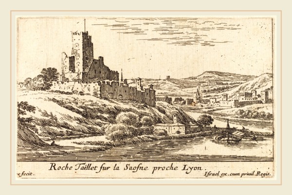 IsraÃ«l Silvestre, French (1621-1691), Roche Taillet sur la Saosne proche Lyon, etching