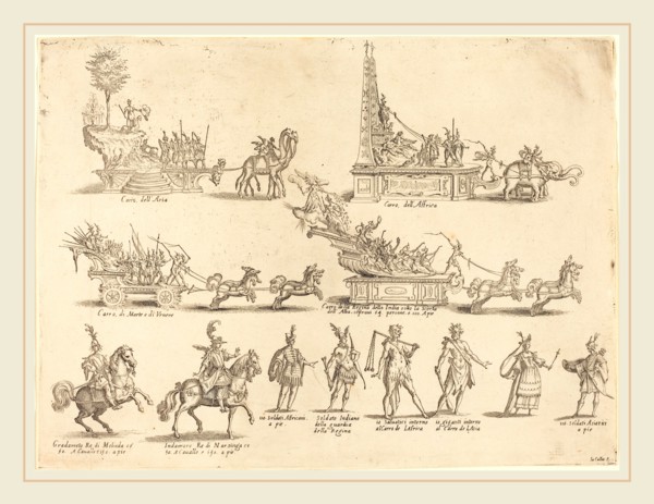 Jacques Callot, French (1592-1635), Floats and Participants, 1616, etching