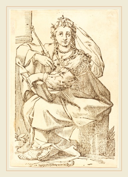 Jacques Stella, French (1596-1657), Sibylla Phrygia, 1625, woodcut