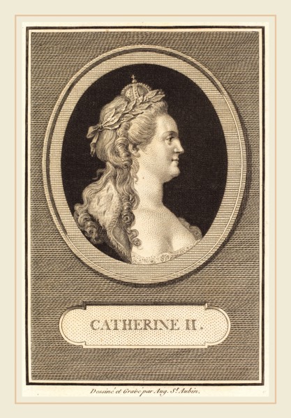 Augustin de Saint-Aubin, French (1736-1807), Catherine II, 1802, engraving over etching on laid