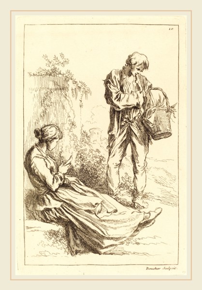 FranÃ§ois Boucher after Abraham Bloemaert, French (1703-1770), Seated Woman with Peasant Boy