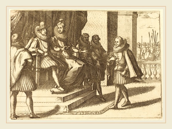 Jacques Callot, French (1592-1635), King and Queen in Consultation about the Turks, 1612, etching