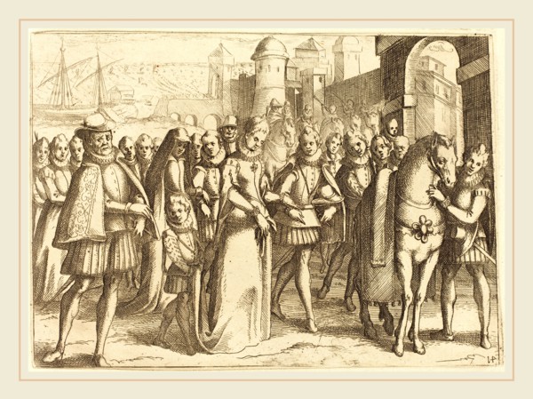 Jacques Callot, French (1592-1635), Arrival at Valencia, 1612, etching on laid paper [restrike]