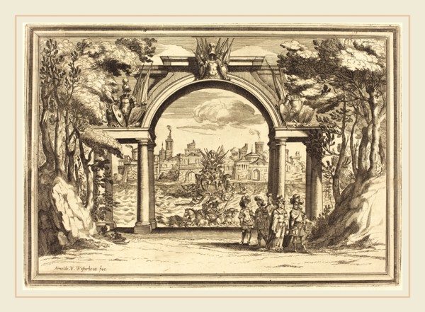 Arnold von Westerhout, Flemish (1651-1725), Il Greco in Troia: Plate 1, etching and engraving on