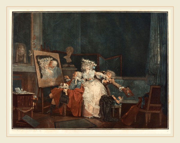 Philibert-Louis Debucourt, French (1755-1832), Les Deux Baisers (The Two Kisses), 1786, etching and