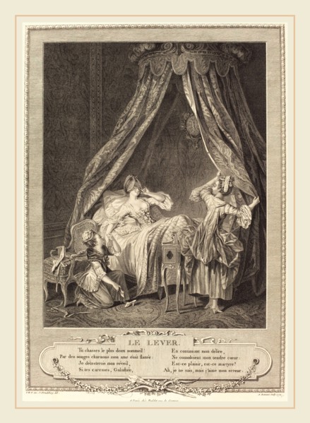 Antoine Louis Romanet after Sigmund Freudenberger, French (1742-1810 or after), Le lever, 1774,