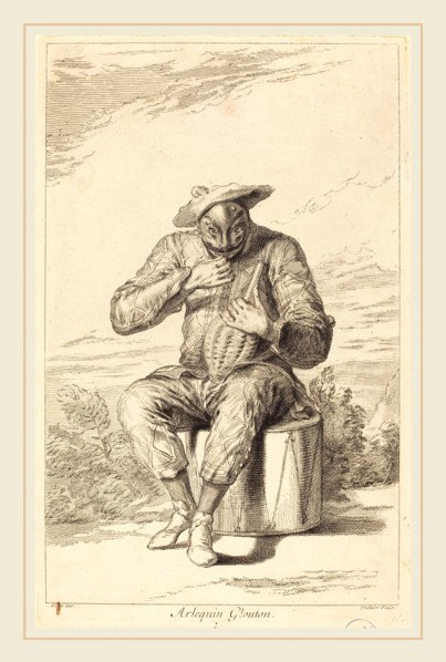 FranÃ§ois Joullain after Claude Gillot, French (1697-1778), Arlequin Glouton, c. 1730, etching on