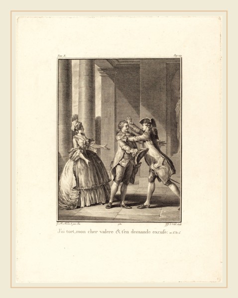 Jean Jacques Le Veau after Jean-Michel Moreau, French (1729-1785), J'ai tort, mon cher ValÃ¨re, et