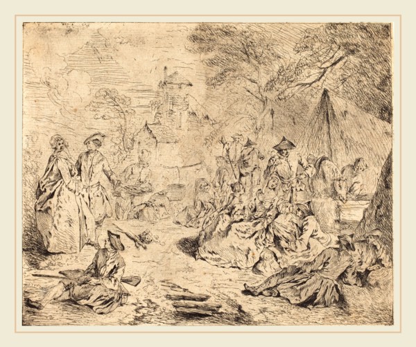 Jean-Baptiste Joseph Pater, French (1695-1736), Halt on the March, etching and drypoint