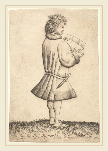 Master of the Playing Cards, German (active c. 1430-1455), A Poet Reading, 1430s, engraving on laid