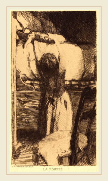 Albert Besnard, French (1849-1934), The Doll (La Poupée), 1888, etching and roulette in black on