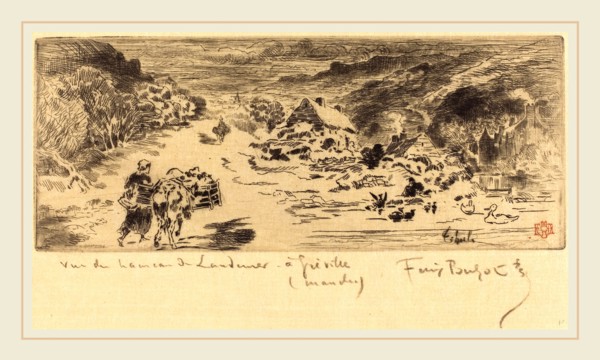 Félix-Hilaire Buhot, French (1847-1898), L'Entrée de Landemer (Hague), c. 1873, etching and