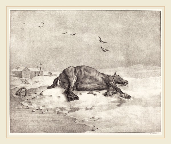 Théodore Gericault, French (1791-1824), Dead Horse, 1823, lithograph on wove paper