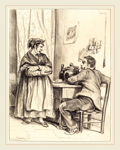 Lucien, Domestic Dispute, French, active mid 19th century, lithograph