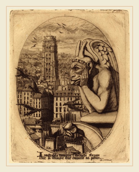 Charles Meryon, French (1821-1868), Le stryge (The Vampire), 1853, etching on green paper