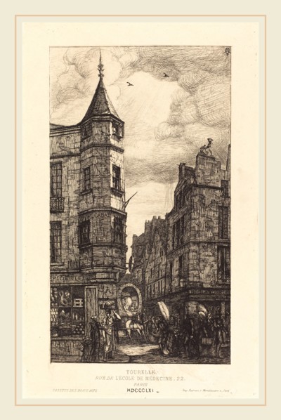 Charles Meryon, French (1821-1868), Tourelle, Rue de l'Ãâcole de Médecine, 22, Paris, 1861, etching