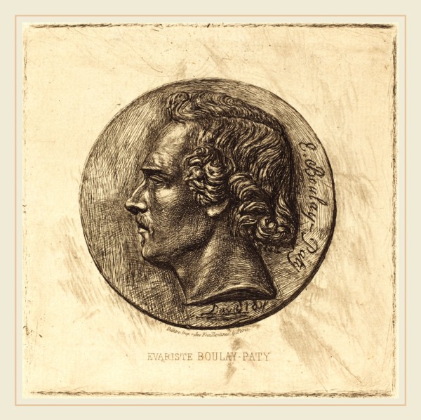 Charles Meryon, French (1821-1868), Evariste Boulay-Paty; A Poet (From a Bronze by David d'Angers),
