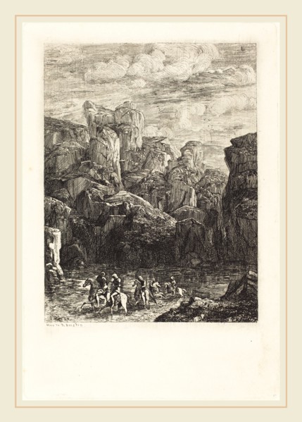 Odilon Redon, French (1840-1916), Le Gue (The Ford), 1865, etching