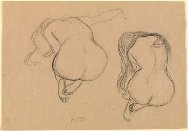 Two Studies of a Seated Nude with Long Hair