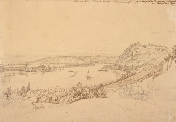 View of Koblenz with the Rhine and Fortress Ehrenbreitstein (rec