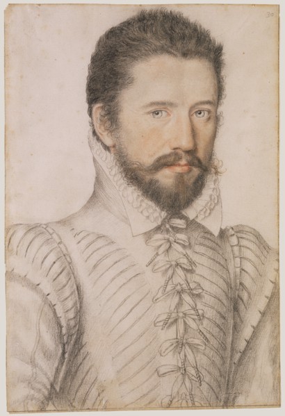 Portrait of a bearded man, half-length, wearing a slashed double