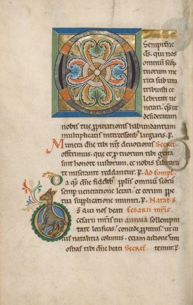 Decorated Initial O,  Inhabited Initial D