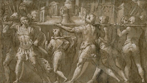 Soldiers Carrying a Model of a City