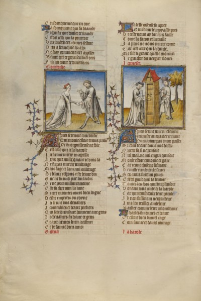 Courtesy with a Knight,  Idleness Opening the Door for the Lover