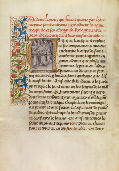 Initial A: The Body of Saint Anthony Transported to Constantinop