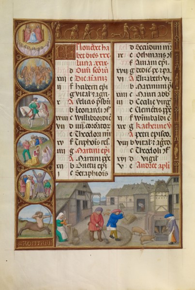 Threshing and Pig Feeding,  Zodiacal Sign of Sagittarius