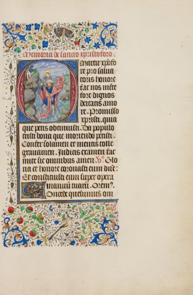 Initial O: Saint Christopher Carrying the Christ Child