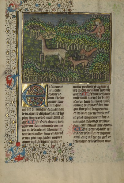 A Hunter and Dogs Pursuing a Fallow Deer