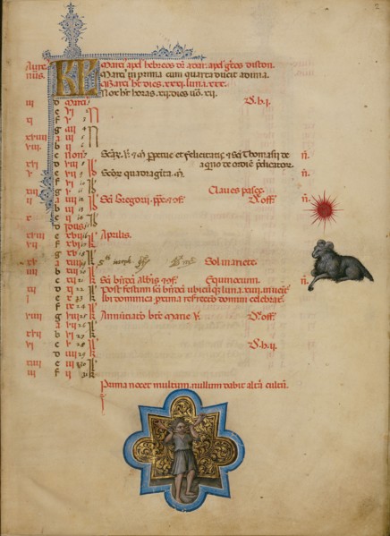 A Man Blowing Two Horns,  Zodiacal Sign of Aries