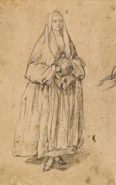Standing Woman Holding a Muff, Turned Slightly to the Right (rec