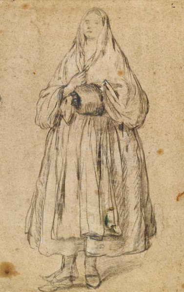 Standing Woman Holding a Muff, Turned Slightly to the Left (rect