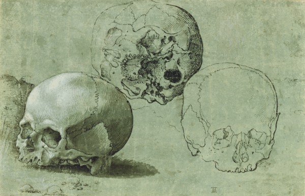 Study of Three Skulls (recto),  Architectural Study (verso)