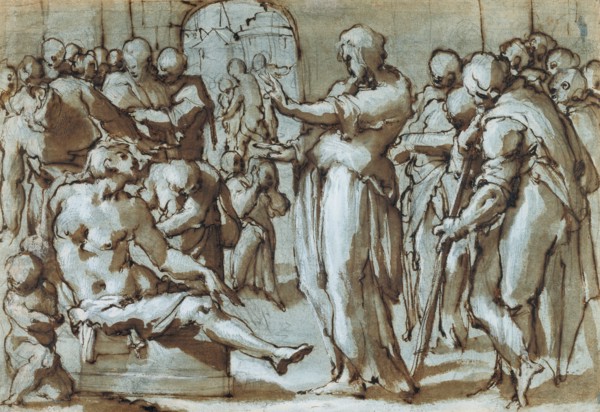 Raising of the Son of the Widow of Naim (recto),  Madonna and Ch