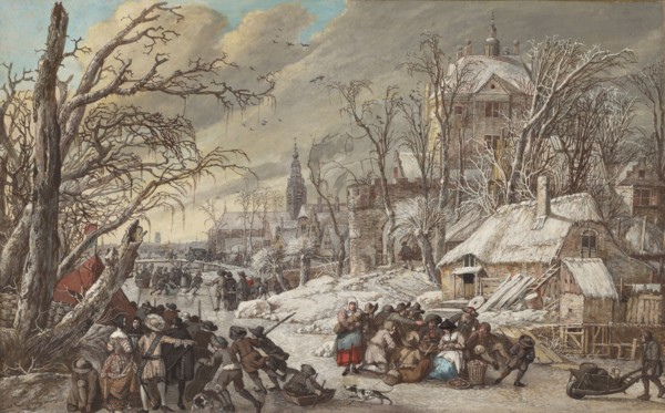 Figures on a Frozen Canal