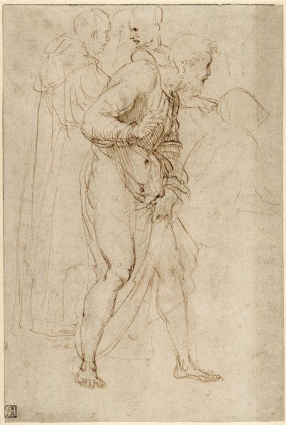 Studies for the Disputa (recto),  Studies for the Disputa (verso