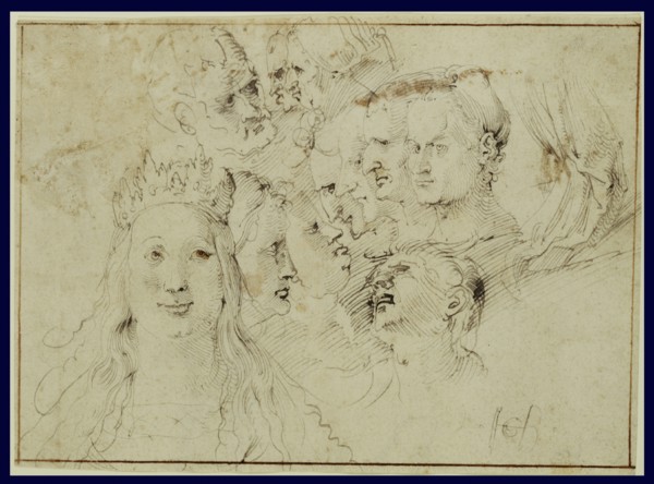 Studies of Heads (recto),  Studies of a Male Figure (verso)