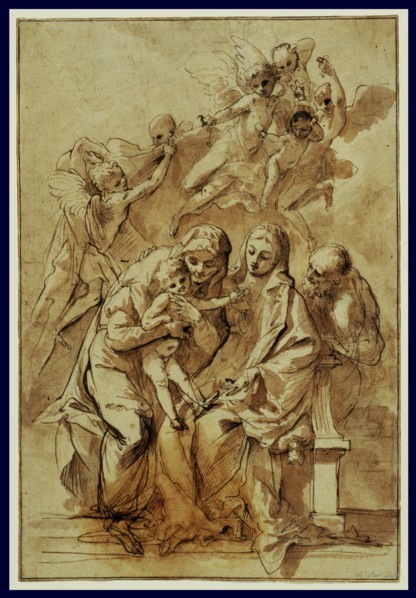 Holy Family with Saint Anne (recto),  Figure Sketches (verso)