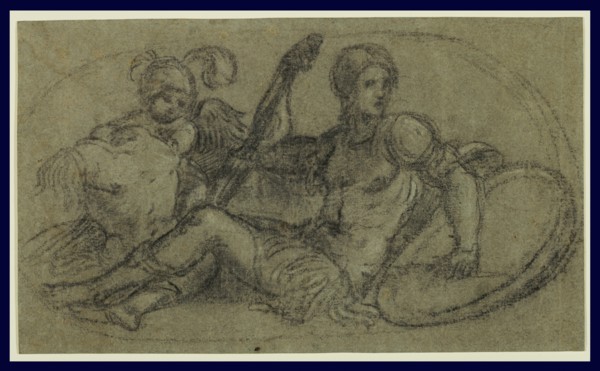 Seated Male Figure with Putto and Armor