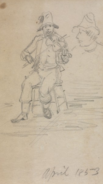 The Fiddling Beggar, 1853. William Sidney Mount (American, 1807-1868). Graphite;