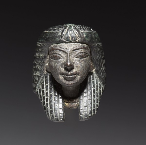 Bronze Mount from a "Shawabty Bundle": Head, c. 1336-1256 BC. Egypt, Thebes, Wadi Qubbanet