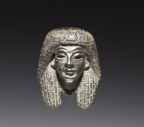 Bronze mounts from a "Shawabty Bundle"; Head and Crossed Arms, c. 1336-1256 BC. Egypt, Thebes, Wadi