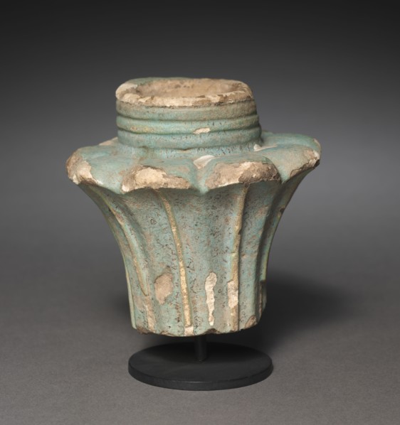 Votive Palm Column Capital, 30 BC-AD 395. Egypt, Early Roman Empire (?). Pale turquoise faience;