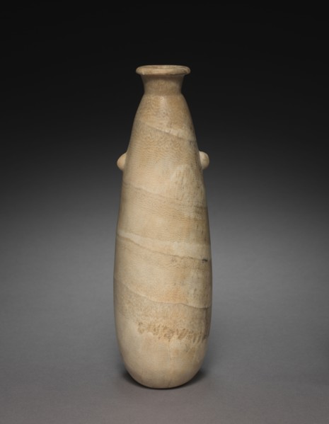 Alabastron, 664-525 BC. Egypt, Late Period, Dynasty 26 or later. Travertine; diameter: 8 cm (3 1/8