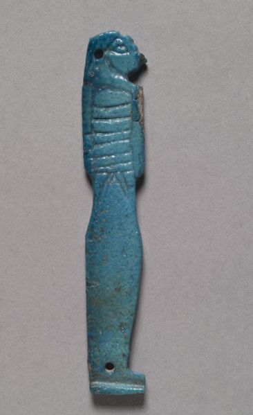 Son of Horus Amulet, 664-525 BC. Egypt, Late Period, Dynasty 26. Bright turquoise faience; overall: